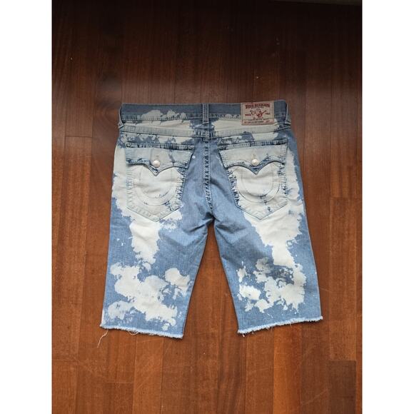 True Religion Distressed Blue Denim Shorts - Picture 2 of 3